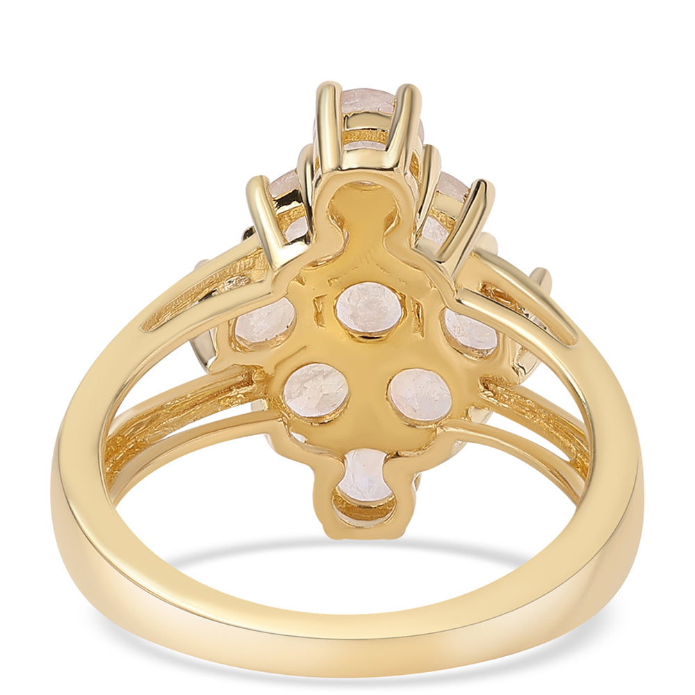 Goldplattierter Silberring mit Regenbogenmondstein - Klasse AA 2 