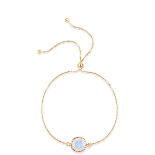 Goldplattiertes Silberarmband mit Regenbogenmondstein - Klasse AA