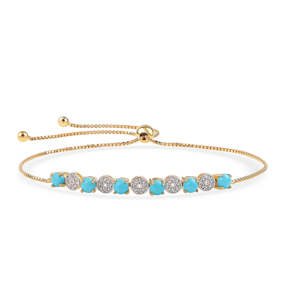 Goldplattiertes Silberarmband mit Dornröschen Türkis und weißem Topas 1 