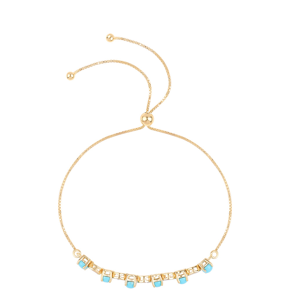 Goldplattiertes Silberarmband mit Dornröschen Türkis und weißem Topas 2 