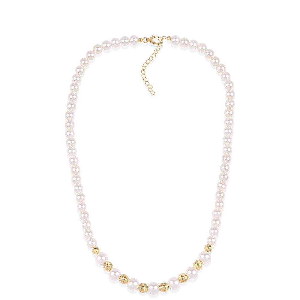 Goldplattierte Silberhalskette mit weißer Süßwasserperle 2 