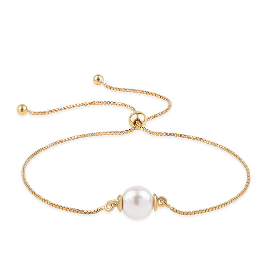 Goldplattiertes Silberarmband mit weißer Süßwasserperle
