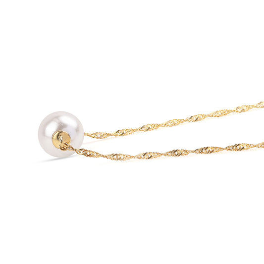 Goldplattierte Silberhalskette mit weißer Süßwasserperle