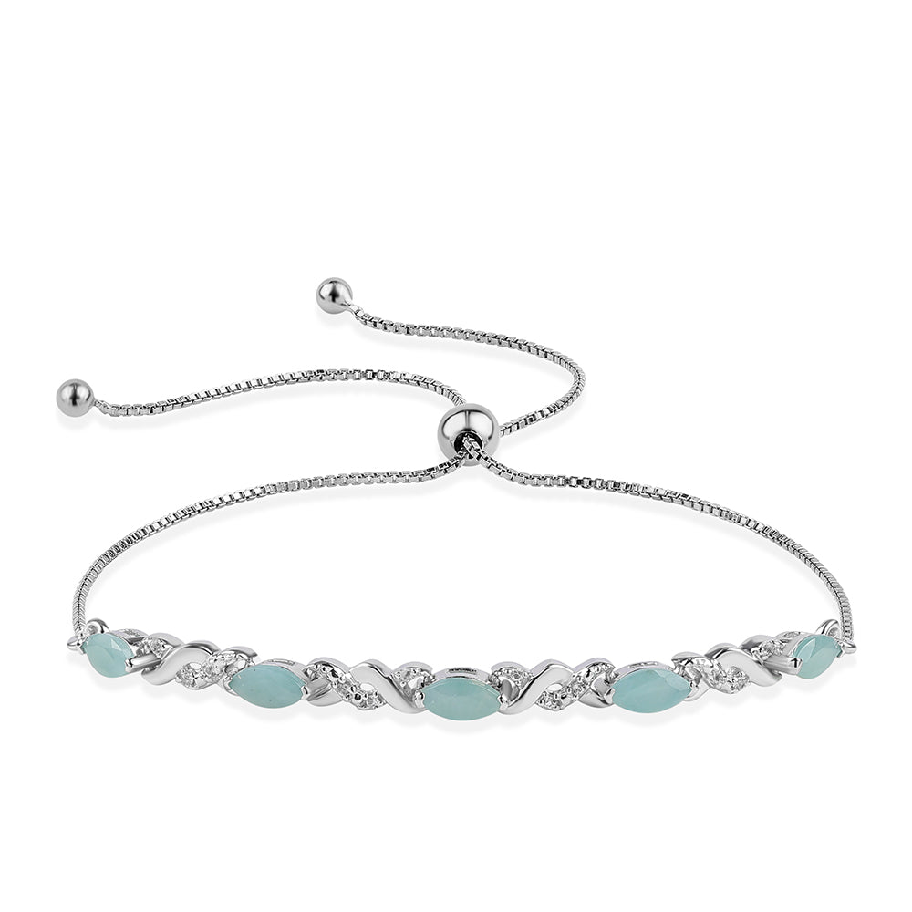 Silberarmband mit Grandidierit und weißem Topas
