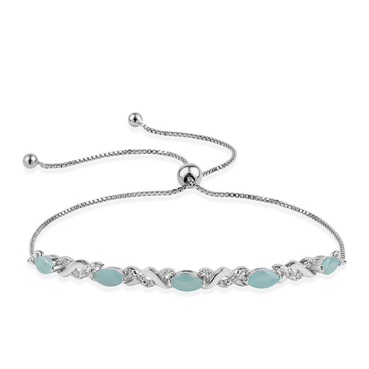 Silberarmband mit Grandidierit und weißem Topas