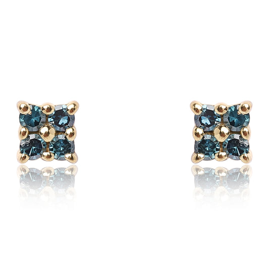 Goldplattierte Silberohrringe mit blauem Diamant