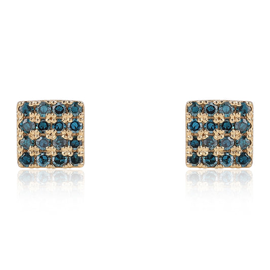 Goldplattierte Silberohrringe mit blauem Diamant