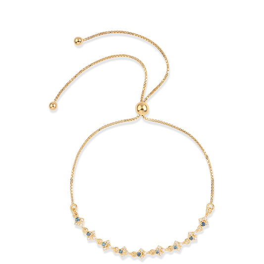 Goldplattiertes Silberarmband mit blauem Diamant und weißem Diamant