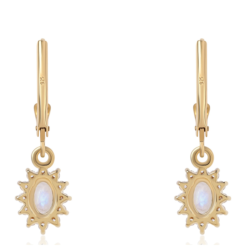 Goldplattierte Silberohrringe mit Regenbogenmondstein - Klasse AA und weißem Topas 3 