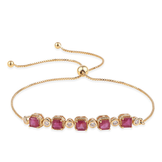 Goldplattiertes Silberarmband mit Rubin aus Mosambik und weißem Topas