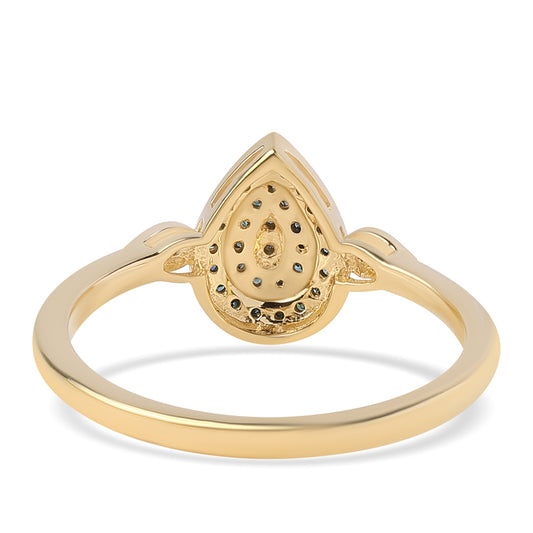 Goldplattierter Silberring mit blauem Diamant