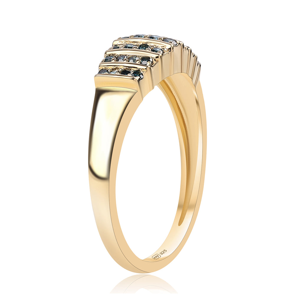 Goldplattierter Silberring mit blauem Diamant 3 