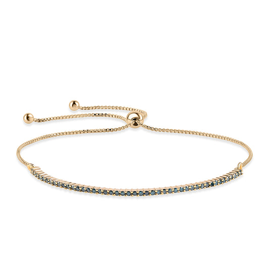 Goldplattiertes Silberarmband mit blauem Diamant