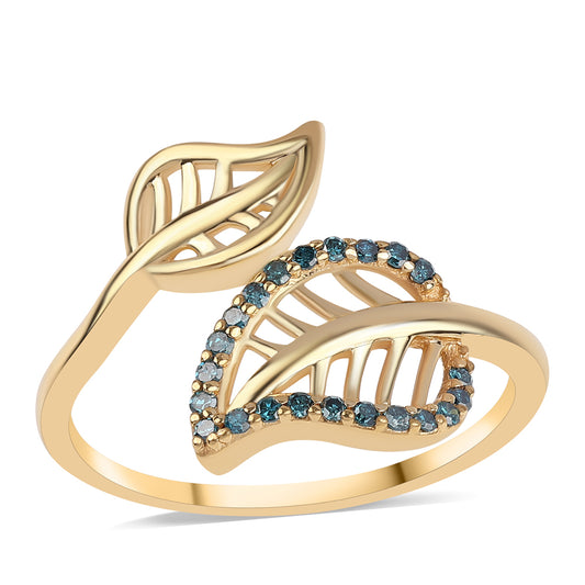Goldplattierter Silberring mit blauem Diamant