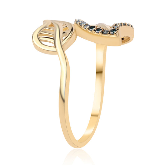 Goldplattierter Silberring mit blauem Diamant