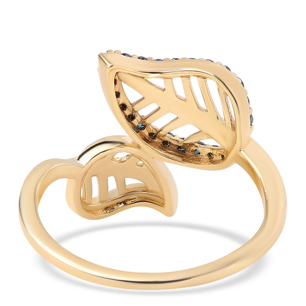 Goldplattierter Silberring mit blauem Diamant 3 