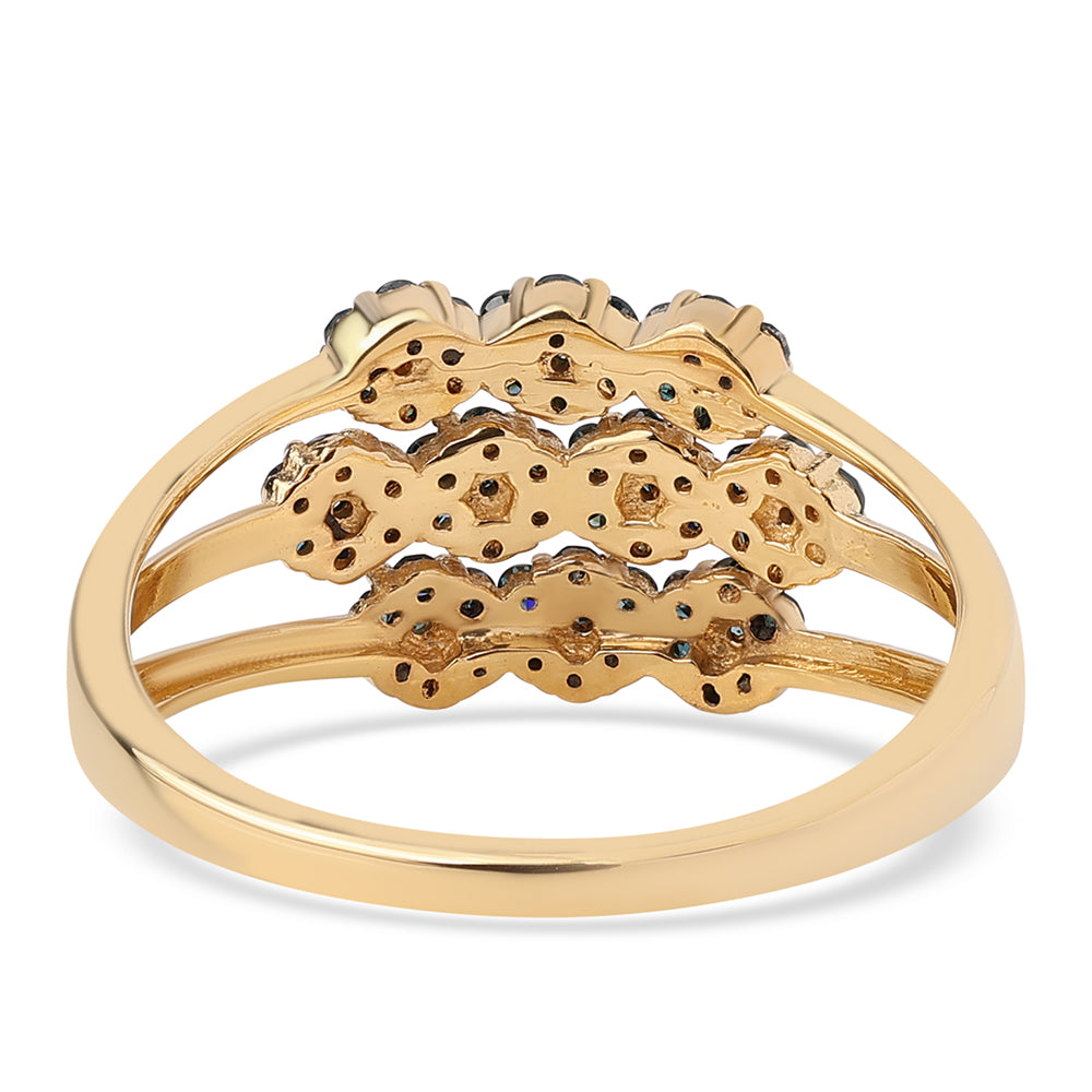Goldplattierter Silberring mit blauem Diamant 2 