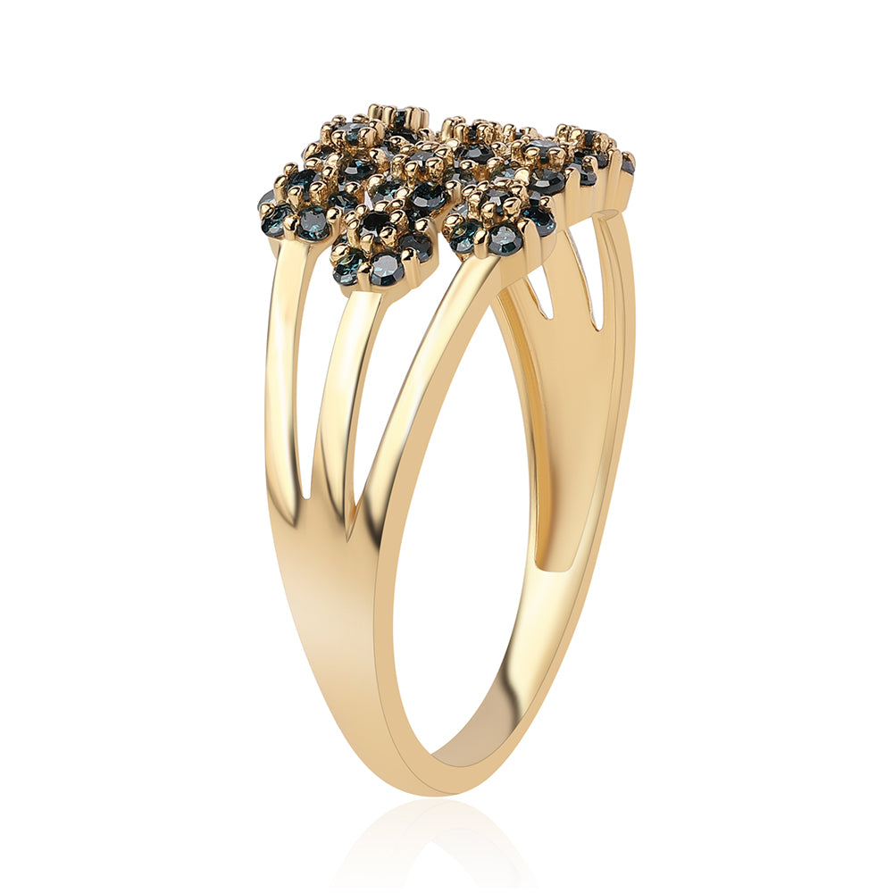 Goldplattierter Silberring mit blauem Diamant 3 