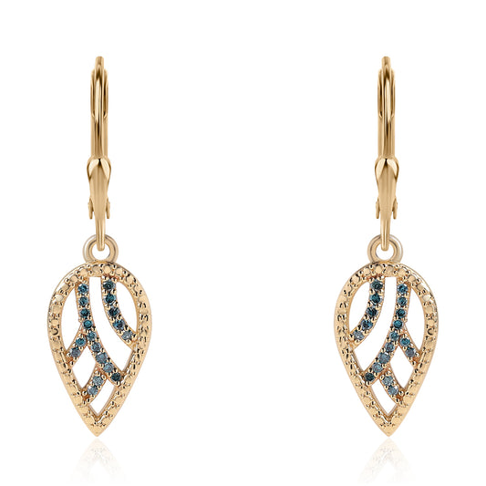 Goldplattierte Silberohrringe mit blauem Diamant
