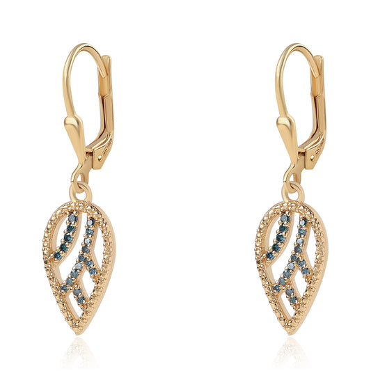 Goldplattierte Silberohrringe mit blauem Diamant
