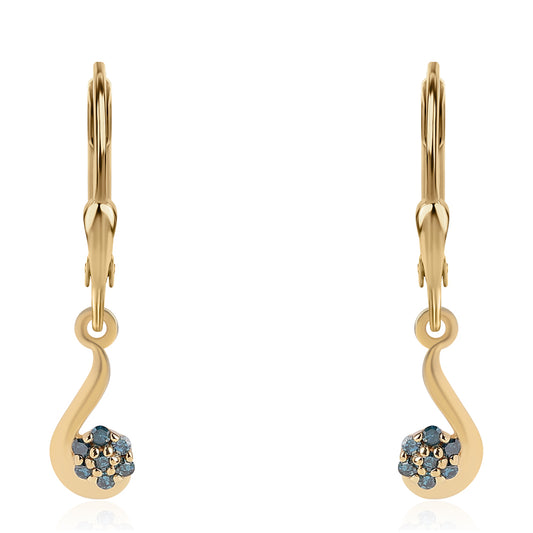 Goldplattierte Silberohrringe mit blauem Diamant