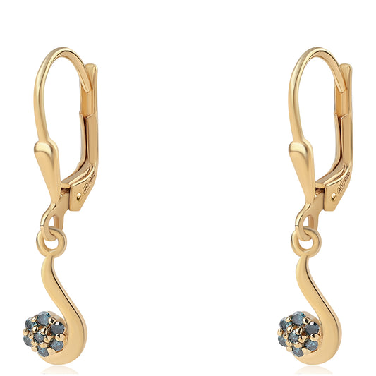 Goldplattierte Silberohrringe mit blauem Diamant
