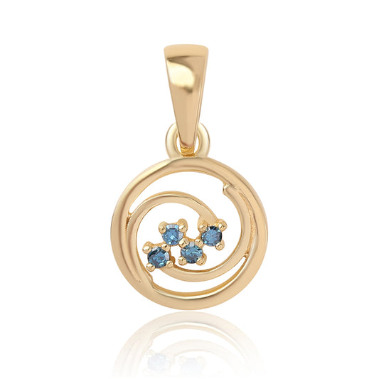 Goldplattierter Silberanhänger mit blauem Diamant