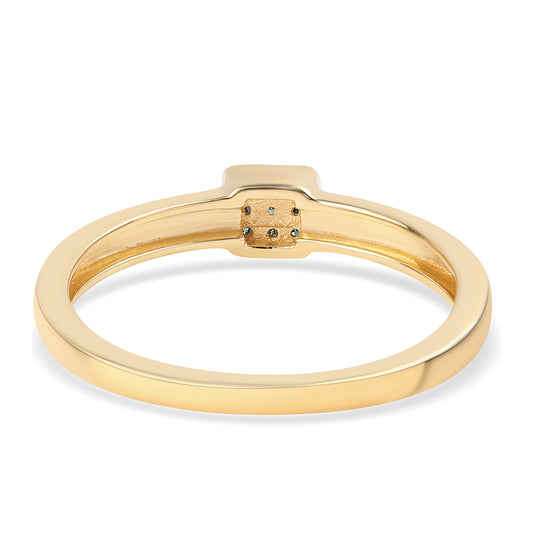 Goldplattierter Silberring mit blauem Diamant