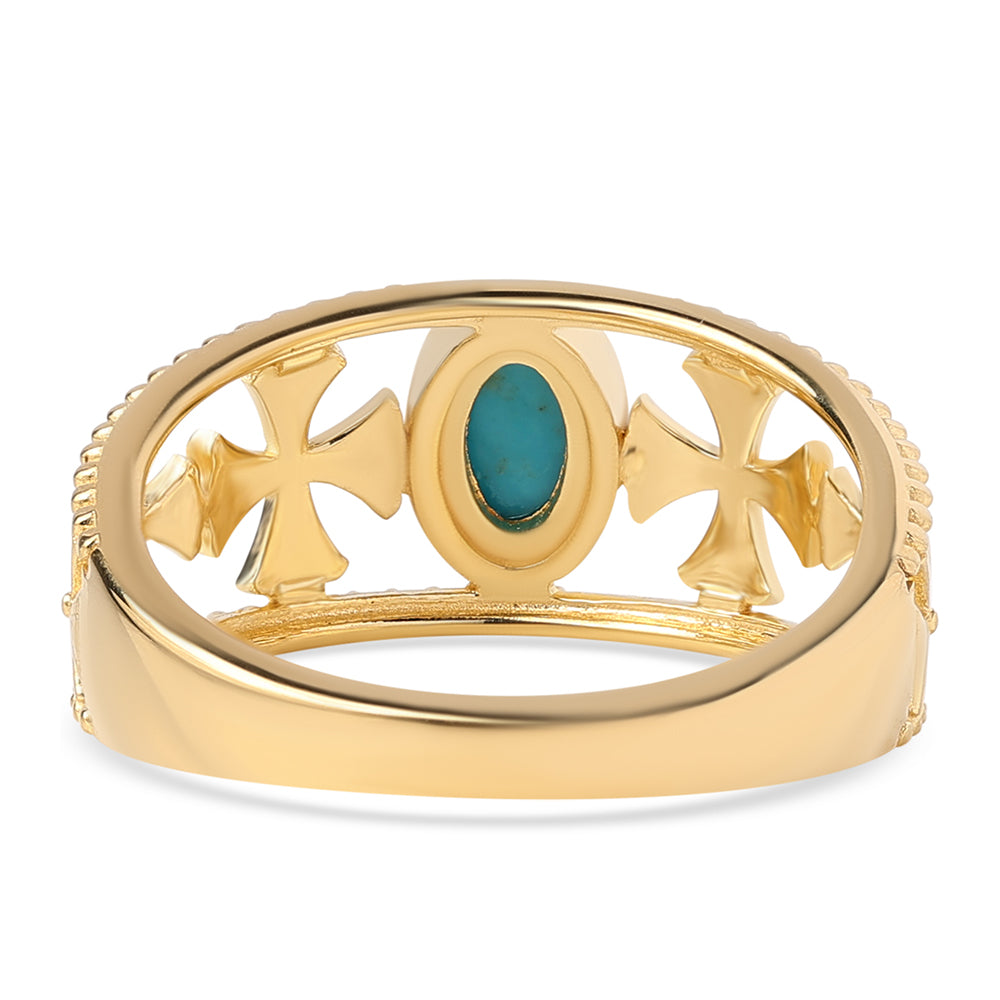 Goldplattierter Silberring mit Dornröschen Türkis