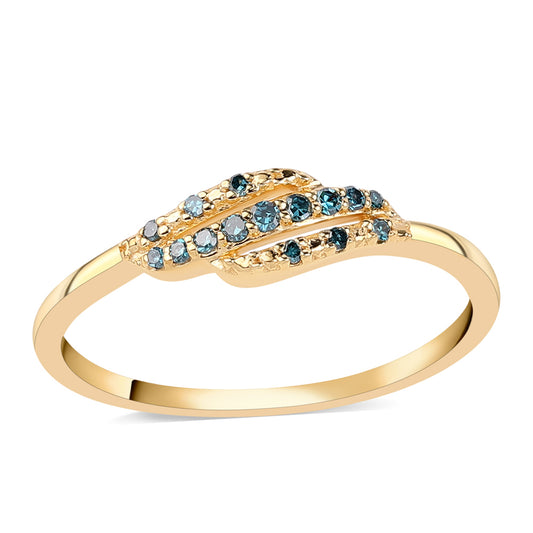 Goldplattierter Silberring mit blauem Diamant