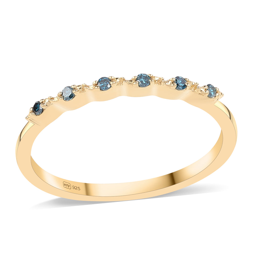 Goldplattierter Silberring mit blauem Diamant 1 