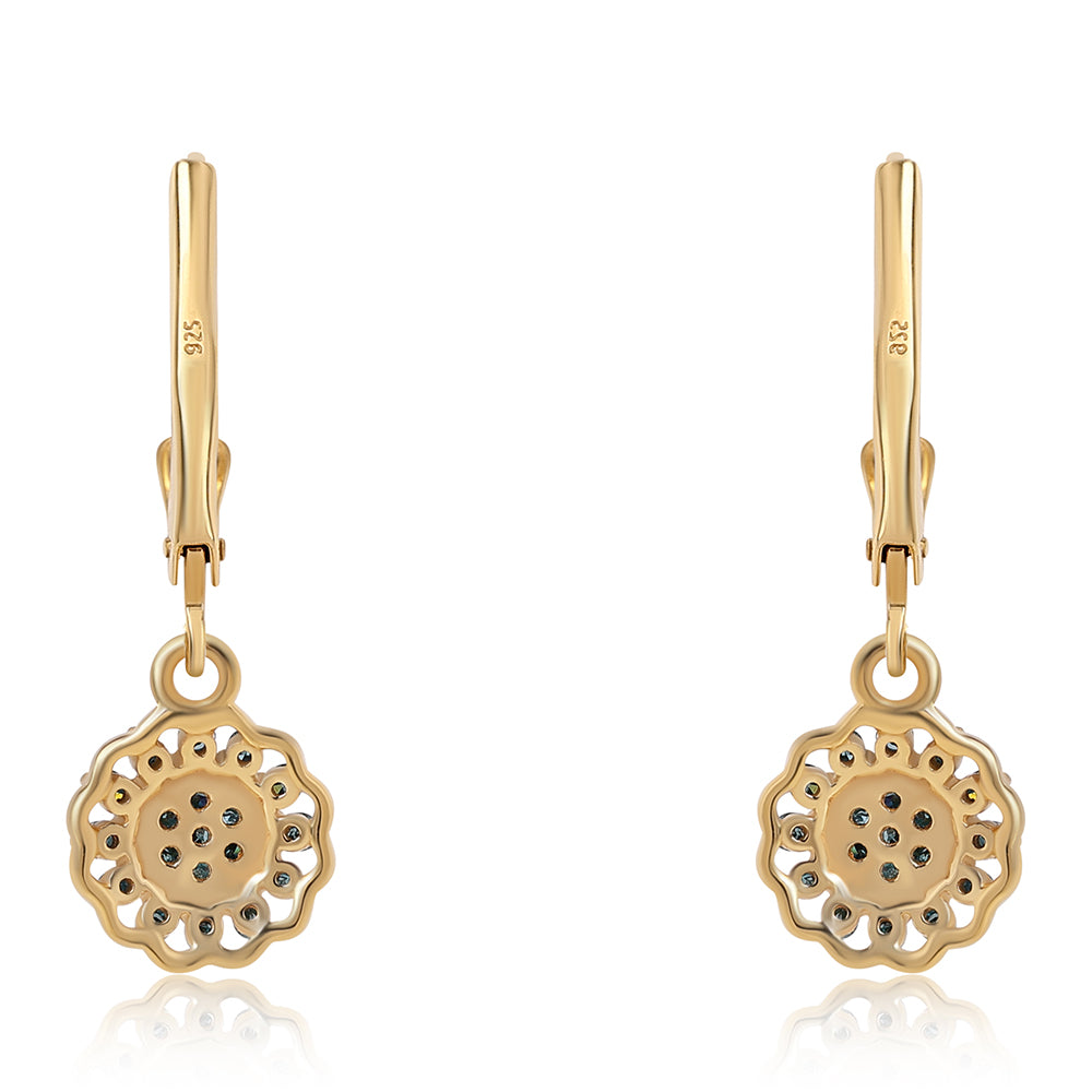 Goldplattierte Silberohrringe mit blauem Diamant 3 