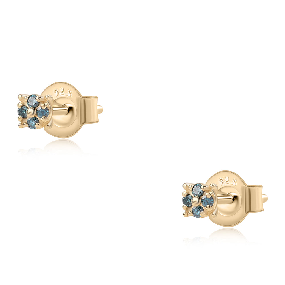 Goldplattierte Silberohrringe mit blauem Diamant