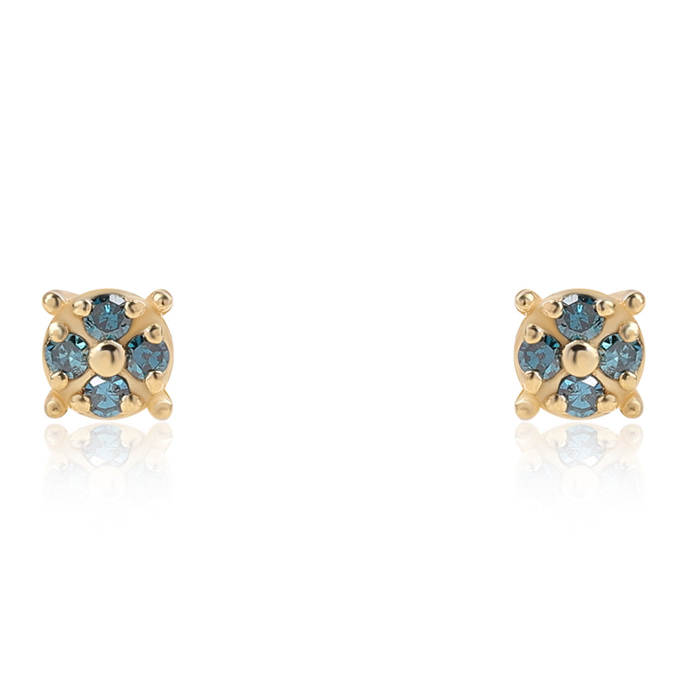 Goldplattierte Silberohrringe mit blauem Diamant 3 