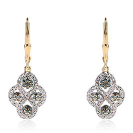 Goldplattierte Silberohrringe mit blauem Diamant