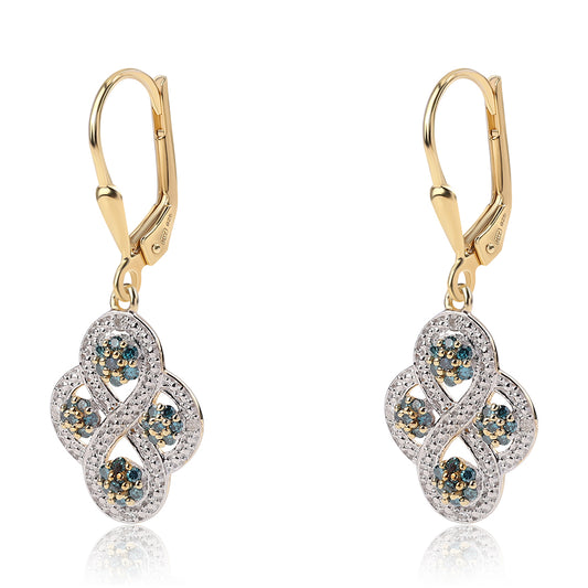 Goldplattierte Silberohrringe mit blauem Diamant