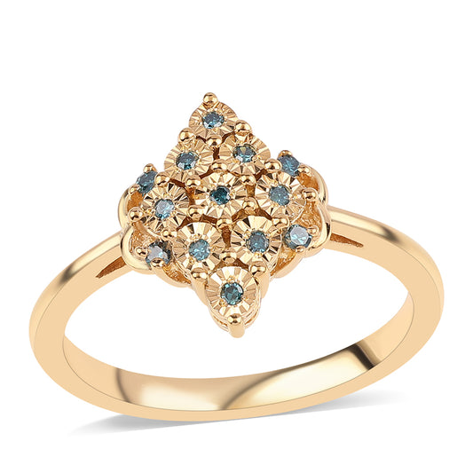 Goldplattierter Silberring mit blauem Diamant