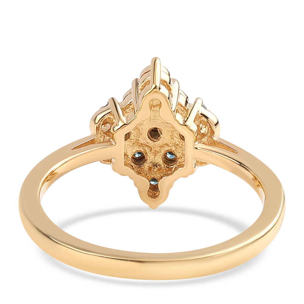 Goldplattierter Silberring mit blauem Diamant 2 