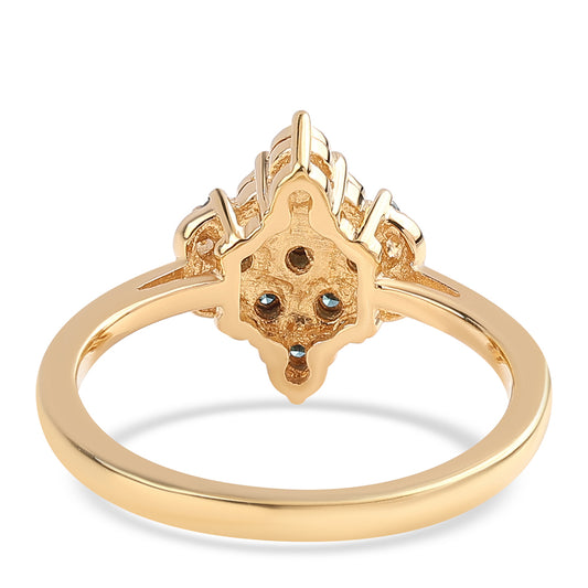 Goldplattierter Silberring mit blauem Diamant