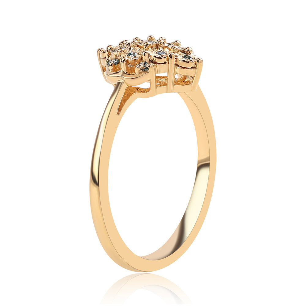 Goldplattierter Silberring mit blauem Diamant 3 