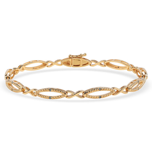 Goldplattiertes Silberarmband mit blauem Diamant