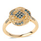 Goldplattierter Silberring mit blauem Diamant