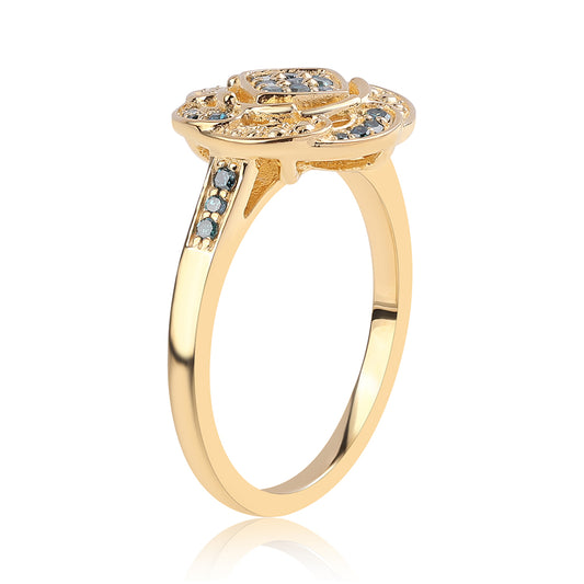 Goldplattierter Silberring mit blauem Diamant