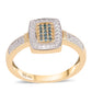 Goldplattierter Silberring mit blauem Diamant und weißem Topas