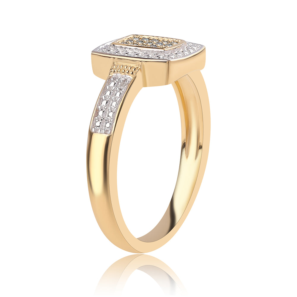 Goldplattierter Silberring mit blauem Diamant und weißem Topas 2 