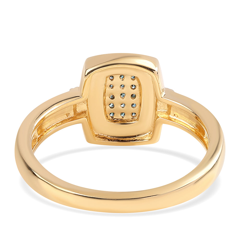Goldplattierter Silberring mit blauem Diamant und weißem Topas 3 