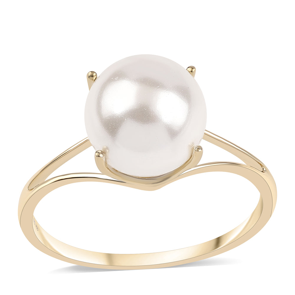 Goldring mit weißer Süßwasserperle