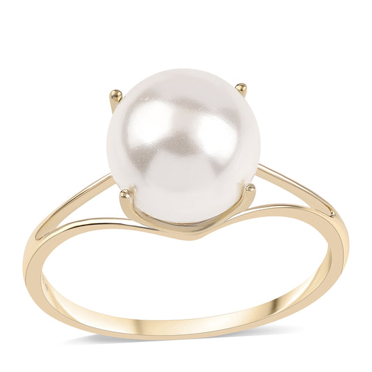 Goldring mit weißer Süßwasserperle