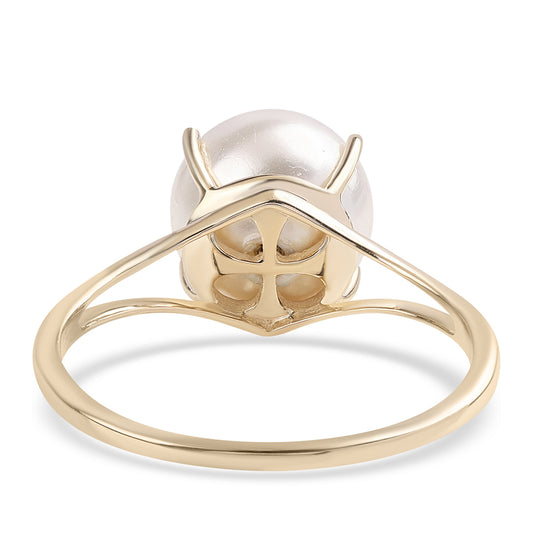 Goldring mit weißer Süßwasserperle