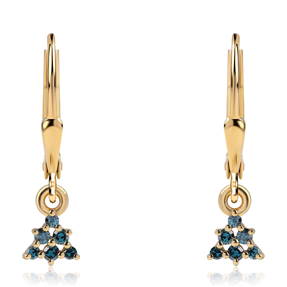 Goldplattierte Silberohrringe mit blauem Diamant und weißem Diamant 2 